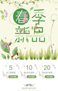 [B1092] 春日踏青-绿色简约风格-女装行业-手机无线端首页模板