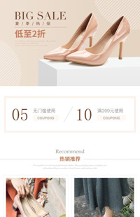 [B1705] 棕色简约风格-女鞋、女包等行业-手淘模板